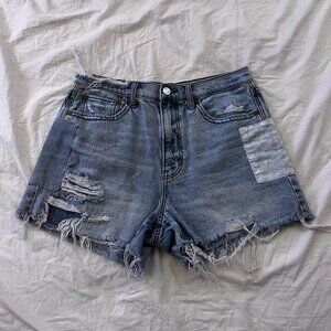 high rise 90s boyfriend baggy jean shorts
